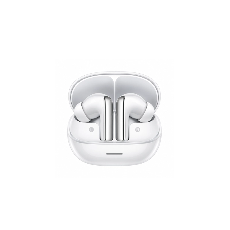 QCY MeloBuds N65 ANC True Wireless Earbuds in glossy white with matching charging case
