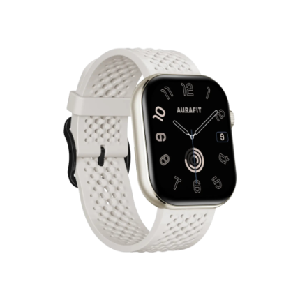 Unikyy Q1 AMOLED calling smart watch silver frame with silicone strap