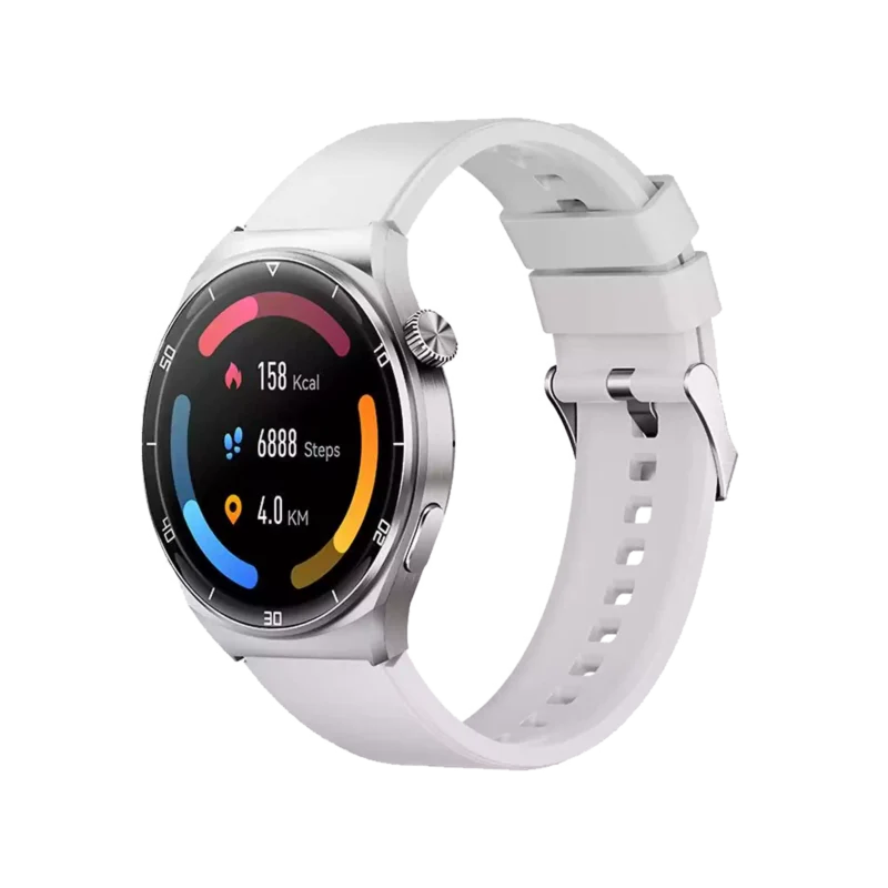 QCY GT2 Smart Watch White edition with circular AMOLED display